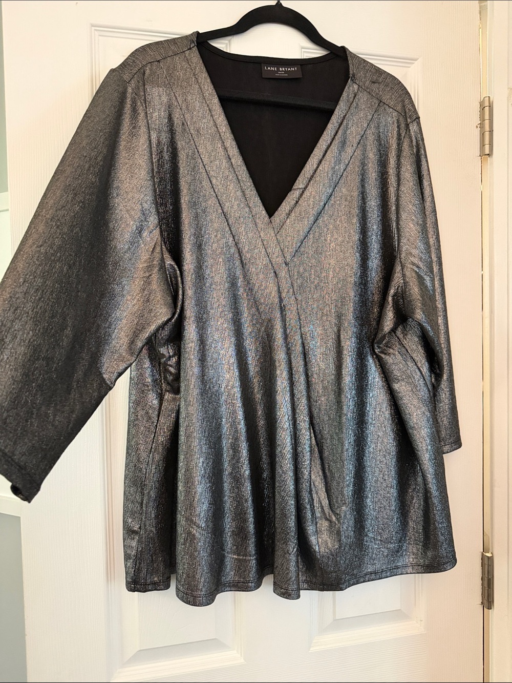 Lane Bryant Shimmery Silver Tunic Top